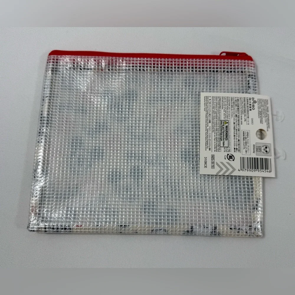 NWT-Disney x Daiso Mickey Mouse B6 Size (7.48” x 5.90”) Mesh Case w/Zip Closure